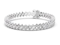 Slanted Emerald Tennis Bracelet - White Gold