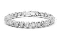 Oval Halo Tennis Bracelet - White Gold