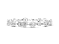 Mixed-Shape Bezel Station Bracelet - White Gold