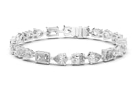 Emerald, Pear and Oval Alternating Tennis Bracelet - White Gold