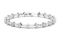 East-West Round Tennis Bracelet - White Gold
