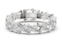 East-West Emerald and Round Tennis Bracelet - White Gold