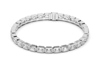 Bezel East-West Emerald Tennis Bracelet - White Gold