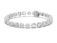 Bar-Link Round Tennis Bracelet - White Gold