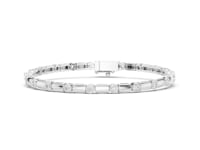 Round Bezel Station Bracelet - White Gold