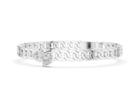 Pear and Oval Accent Curb Chain Bracelet - White Gold