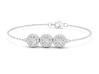 Round Halo Trio Chain Bracelet - White Gold