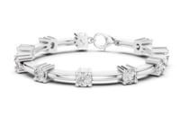 Spaced Round Station Bracelet - White Gold