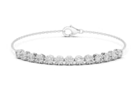 Round Diamond Bezel Chain Bracelet - White Gold