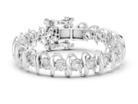 Bold S-Scroll Round Link Bracelet - White Gold
