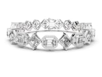 Asscher and Emerald Halo Link Bracelet - White Gold