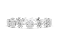 Floral Pear Halo Station Bracelet - White Gold