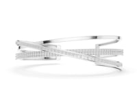 Crossover Pave and Channel Cuff Bracelet - White Gold