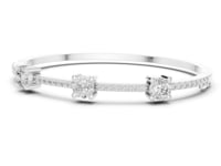 Trio Pave Bangle - White Gold