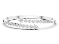 Scattered Round Wave Bangle - White Gold