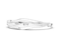 Ribbon Crossover Prong Bangle - White Gold