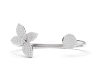 Pave Blossom Open Cuff Bracelet - White Gold
