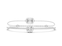 Emerald and Cushion Cluster Pave Bangle - White Gold