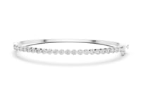 Crescent Shared Prong Bangle - White Gold