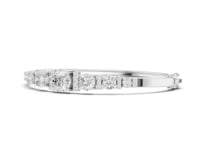 Graduated Round Pave Bangle - White Gold