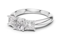 Cushion Princess Side Three Stone Engagement Ring - White Gold