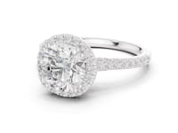 Round Scalloped Gallery Halo Pave Engagement Ring - White Gold