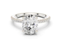 Oval Slim Hidden Halo Pave Engagement Ring - White Gold