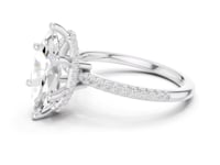 Marquise Slim Hidden Halo Pave Engagement Ring - White Gold