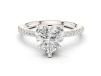 Heart Slim Hidden Halo Pave Engagement Ring - White Gold
