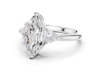 Marquise Trillion Side Three Stone Engagement Ring - White Gold