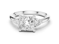 Princess Trillion Side Three Stone Engagement Ring - White Gold