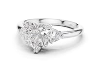 Heart Trillion Side Three Stone Engagement Ring - White Gold