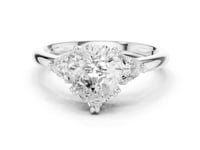 Pear Trillion Side Three Stone Engagement Ring - White Gold