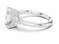 Emerald Trillion Side Three Stone Engagement Ring - White Gold