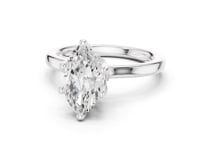 Marquise Petite Hidden Halo Solitaire Engagement Ring - White Gold