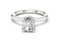 Radiant Petite Hidden Halo Solitaire Engagement Ring - White Gold