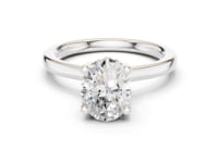 Oval Petite Hidden Halo Solitaire Engagement Ring - White Gold