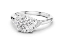 Round Trillion Side Three Stone Engagement Ring - White Gold
