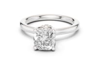 Cushion Petite Hidden Halo Solitaire Engagement Ring - White Gold