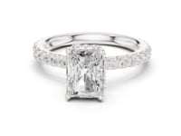 Radiant Petite Hidden Halo Pave Engagement Ring - White Gold