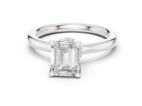 Emerald Petite Hidden Halo Solitaire Engagement Ring - White Gold