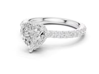 Heart Petite Hidden Halo Pave Engagement Ring - White Gold