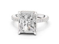 Radiant Petal-Prong Hidden Halo Pave Engagement Ring - White Gold