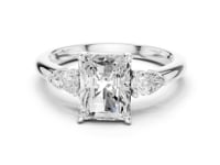 Radiant Pear Side Three Stone Engagement Ring - White Gold