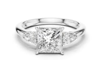 Princess Pear Side Three Stone Engagement Ring - White Gold