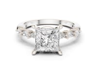 Princess Pear Accent Engagement Ring - White Gold