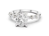 Oval Pear Accent Engagement Ring - White Gold