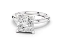 Princess Milgrain Accent Solitaire Engagement Ring - White Gold