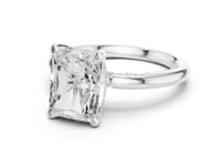 Radiant Milgrain Accent Solitaire Engagement Ring - White Gold