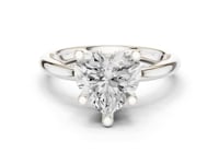 Heart Milgrain Accent Solitaire Engagement Ring - White Gold